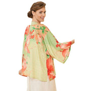 Powder Watercolour Orchids Kimono Jacket - Light Green