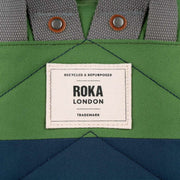 Roka Bantry B Small Creative Waste Two Tone Recycled Canvas Backpack - Deep Blue/Foliage Green