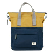 Roka Bantry B Small Creative Waste Two Tone Recycled Nylon Backpack - Midnight Navy/Mustard Yellow