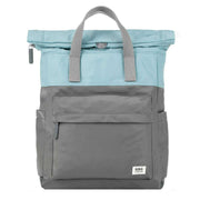 Roka Canfield B Medium Creative Waste Two Tone Recycled Nylon Backpack - Graphite Grey/Spearmint Blue