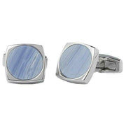 Simon Carter Largo Blue Lace Agate Cufflinks - Blue