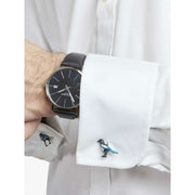 Simon Carter Magpie Cufflinks - Blue/Black/Silver
