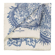 Simon Carter Paisley Night Silk Pocket Square - Cream