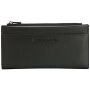 Smith and Canova Smooth Leather Long Zip Top Pocket Purse - Black