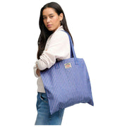 Superdry & Co Oxford Stripe Tote Bag - Broker Navy/Pink Stripe