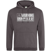 Teemarkable! Warning Grumpy Old Git Hoodie Dark Grey / Small - 96-101cm | 38-40"(Chest)