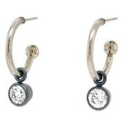 Ti2 Titanium Gem Charm Hoop Earrings - Black