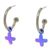 Ti2 Titanium Plus Charm Hoop Earrings - Purple