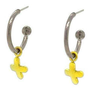 Ti2 Titanium Plus Charm Hoop Earrings - Yellow