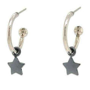 Ti2 Titanium Star Charm Hoop Earrings - Black