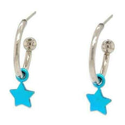 Ti2 Titanium Star Charm Hoop Earrings - Kingfisher Blue