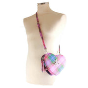 Vivienne Westwood Saffiano Print Louise Heart Crossbody Bag - Candy Tartan Pink