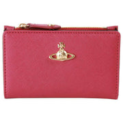 Vivienne Westwood Saffiano Slim Flap Card Holder Purse - Red