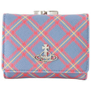 Vivienne Westwood Tartan Printed Saffiano Small Frame Purse - Blue/Orange