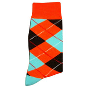 Bassin and Brown Argyle Socks - Orange/Blue/Black