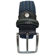 Bassin and Brown Chevron Stripe Woven Belt - Charcoal Grey/Blue