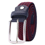 Bassin and Brown Chevron Striped Woven Belt - Wine/Navy