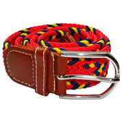 Bassin and Brown Cross Stripe Woven Belt - Red/Navy/Yellow