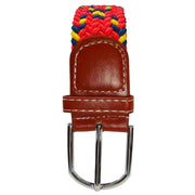 Bassin and Brown Cross Stripe Woven Belt - Red/Navy/Yellow