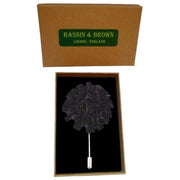 Bassin and Brown Flower Jacket Lapel Pin - Navy