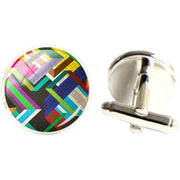 Bassin and Brown Geometric Stripe Cufflinks - Multi-colour