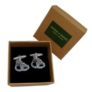 Bassin and Brown Handcuff Cufflinks - Silver