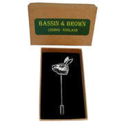 Bassin and Brown Hare Jacket Lapel Pin - Antique Silver