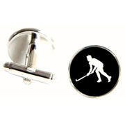 Bassin and Brown Hockey Player Cufflinks - Black/White