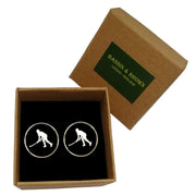 Bassin and Brown Hockey Player Cufflinks - Black/White