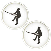 Bassin and Brown Hockey Player Cufflinks - White/Black