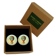 Bassin and Brown Hot Air Balloon Cufflinks - Blue/Yellow/Red