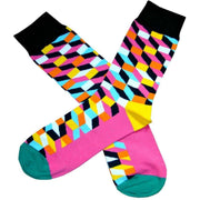 Bassin and Brown Optical Check Socks - Yellow/Multi-colour