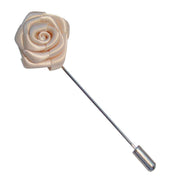 Bassin and Brown Rose Flower Lapel Pin - Off White