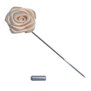 Bassin and Brown Rose Flower Lapel Pin - Off White