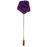 Bassin and Brown Rose Flower Lapel Pin - Purple