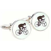 Bassin and Brown Round Cycling Cufflinks - White/Black