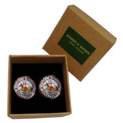 Bassin and Brown Sigillum Militum Knights Templar Cufflinks - Grey Blue/Red/White