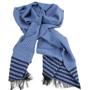 Bassin and Brown Studd Birdseye Stripe Scarf - Blue/Navy