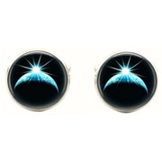 Bassin and Brown Sun Rising Over Earth Cufflinks - Black/Blue/White