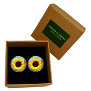 Bassin and Brown Sunflower Cufflinks - Yellow/Brown