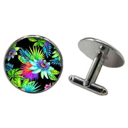 Bassin and Brown Tropical Plants Cufflinks - Black/Green/Blue