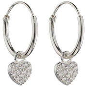 Beginnings Heart Cubic Zirconia Assembled Hoop Earrings - Silver
