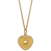 Beginnings Sunray Textured Heart Pendant - Yellow Gold