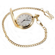 David Aster Brushed Quartz Full Hunter Pocket Watch - Gold