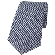 David Van Hagen Dogtooth Silk Tie - Navy/White