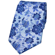 David Van Hagen Floral Patterned Silk Tie - Sky Blue