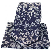 David Van Hagen Flowers Silk Tie and Hanky Set - Navy/White