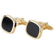 David Van Hagen Gold Plated Onyx Square Cufflinks - Black/Gold