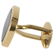 David Van Hagen Gold Plated Onyx Square Cufflinks - Black/Gold