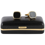 David Van Hagen Gold Plated Onyx Square Cufflinks - Black/Gold